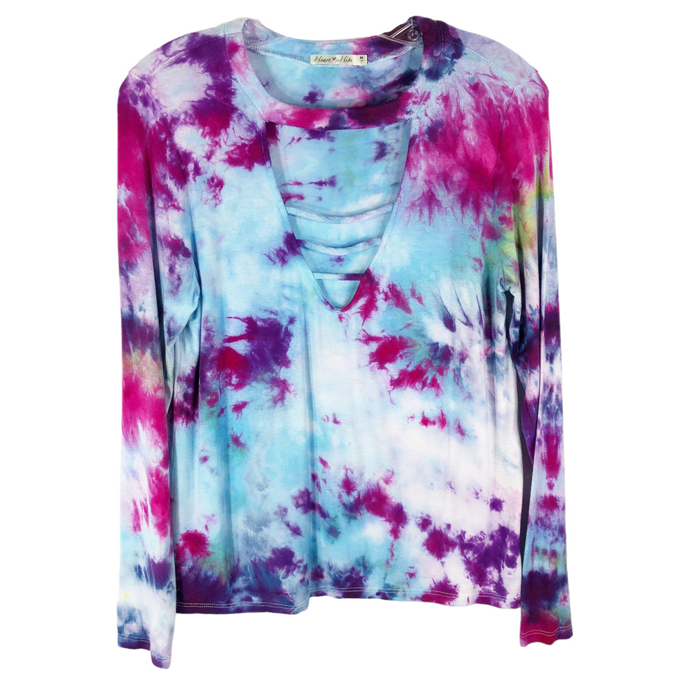 Heart Hips Small Top Handmade Tie Dye Fancy Free Blue Pink Purple Strappy 1204